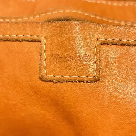 Madewell Bag Womens Size Medium Brown Leather Tote Perforated Transport Shoulder - Picture 8 of 11